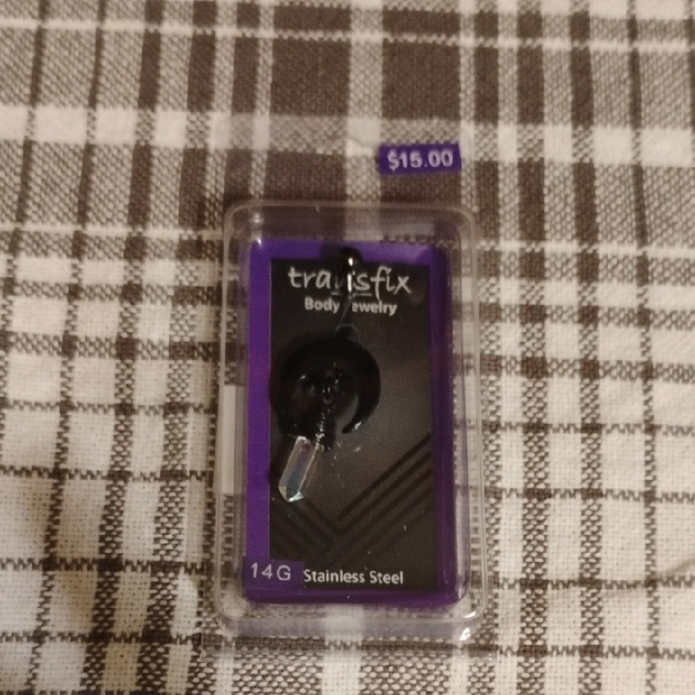 ✨ Transfix Bellybutton Ring – Black Crescent Moon Design ✨
